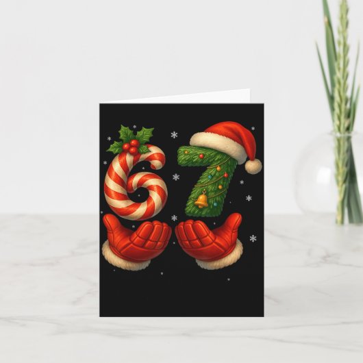 67ホッケーの手 楽しいクリスマスのミーム サンタ カード (正面)