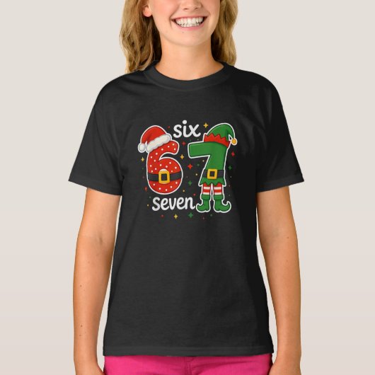67ミームシックスセブンクリスマス Tシャツ (正面)