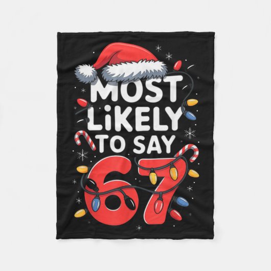 67ミーム 楽しいクリスマス ミーム デザイン 最も可能性が高い フリースブランケット (正面)