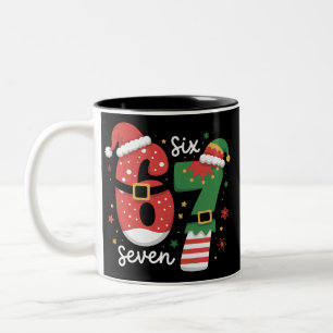 67ミーム 6 7 妖精 クリスマス サンタ ハット ツートーンマグカップ