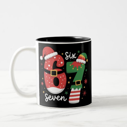 67ミーム 6 7 妖精 クリスマス サンタ ハット ツートーンマグカップ (左)
