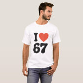 67レトロハートTシャツ大好き Tシャツ (正面フル)