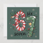 67個のクリスマスイルミネーション 六七 ホリデー 面白い ミーム シーズンカード (正面)