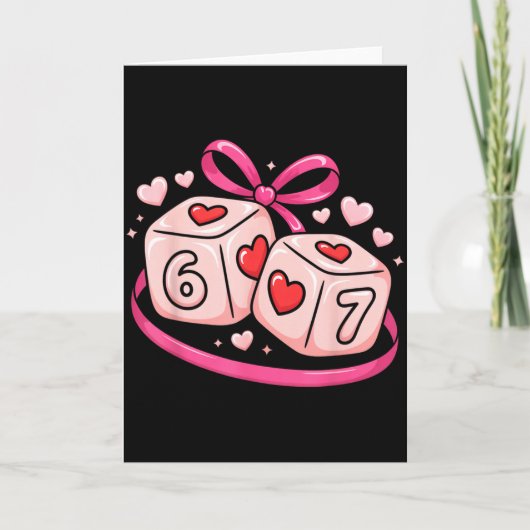 67個のサイコロ バレンタインデー 6 7 ハート 6-7 ミーム カード (正面)