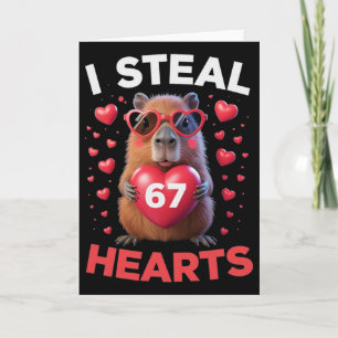 67個のハートを盗む面白いカピバラ バレンタインデー 誕生日 カード