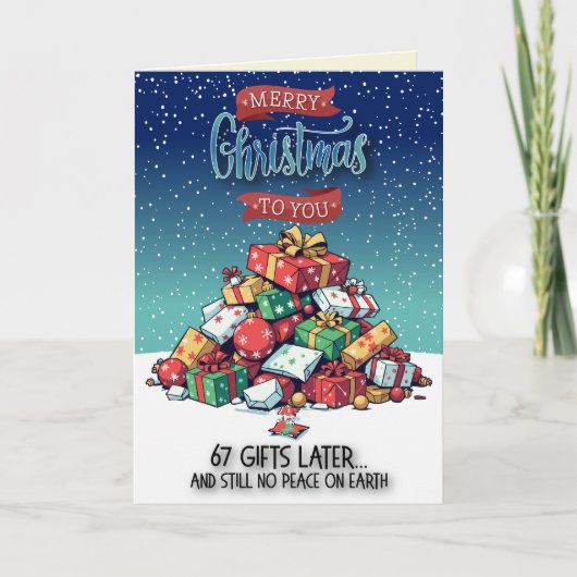 67個の面白いクリスマスギフト カード (正面)