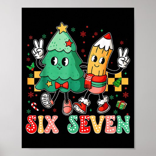 67先生のためのTシャツ 67のミーム 六七 クリスマス ポスター (正面)
