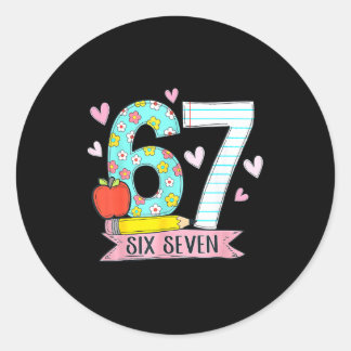 67先生のためのTシャツ 67のミーム 女性教師 六歳 ラウンドシール