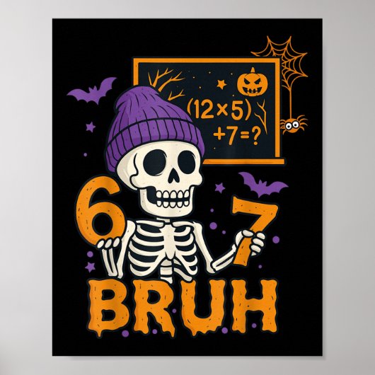 67先生のハロウィンスケルトンシックスセブン ミーム 脳 ポスター (正面)