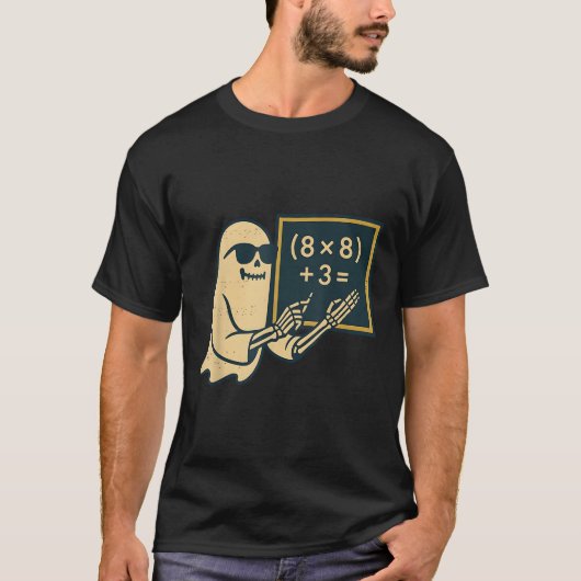 67先生ハロウィンスケルトン幽霊シックスセブンジョーク Tシャツ (正面)