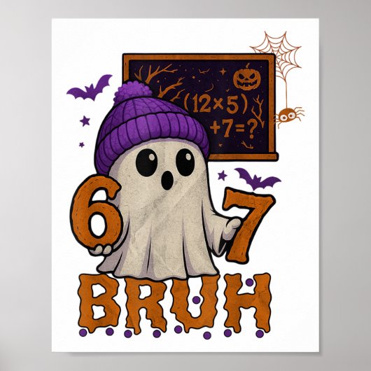 67先生ハロウィン幽霊シックスセブンおもしろ数学 ポスター (正面)
