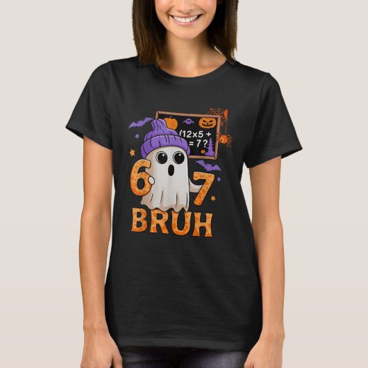 67先生ハロウィン幽霊シックスセブンメメモ数学の方程式 Tシャツ (正面)
