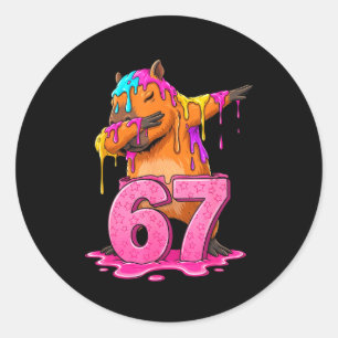 67匹の動物が面白い 67 Brainrot 若者 キッズ カピバラ 6 ラウンドシール