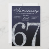 67周年 ダイヤモンド シルバー ネイビーブルー モダン 招待状 (正面)