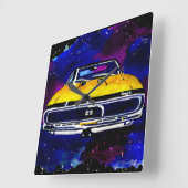 "67年シボレーカマロSS" ウォーターカラーアートクロックスクエア スクエア壁時計 (傾斜)