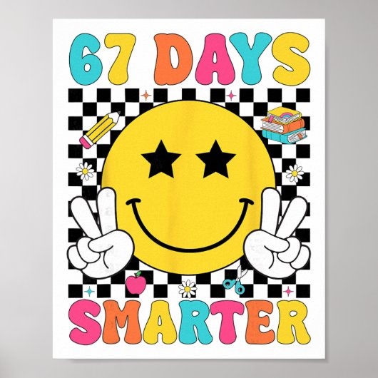 67日も賢くなった 67の面白デザイン 6 7 数字 六 七 ティーカップ ポスター (正面)