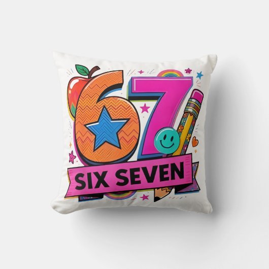 67日学校 67シックスセブン おもしろ 67先生 生徒 クッション (正面)