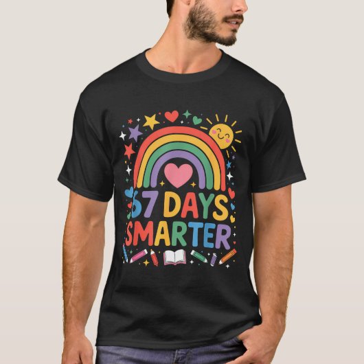 67日目の学校のミーム 67日目も賢くなって虹のキッズ Tシャツ (正面)