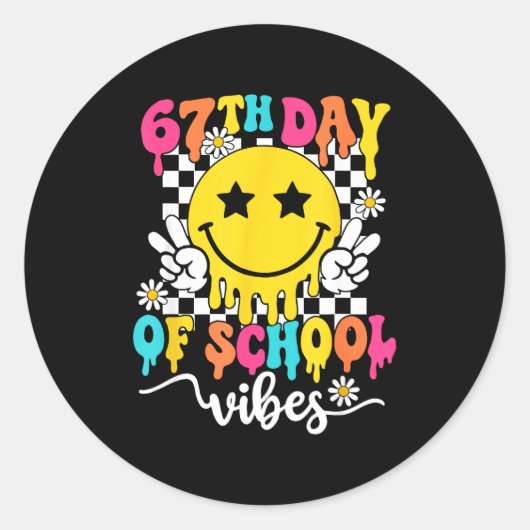 67日目の学校の雰囲気 おもしろい 6 7 67 メモ S ラウンドシール (正面)