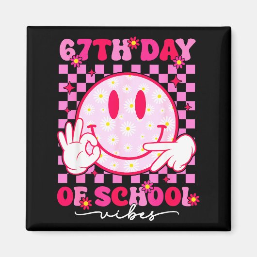 67日目の学校の雰囲気 67 メモ おかっぱ笑顔 T マグネット (正面)