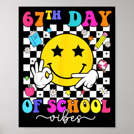 67日目の学校の雰囲気 67 メモ おかっぱ ニコちゃんマーク T ポスター (正面)