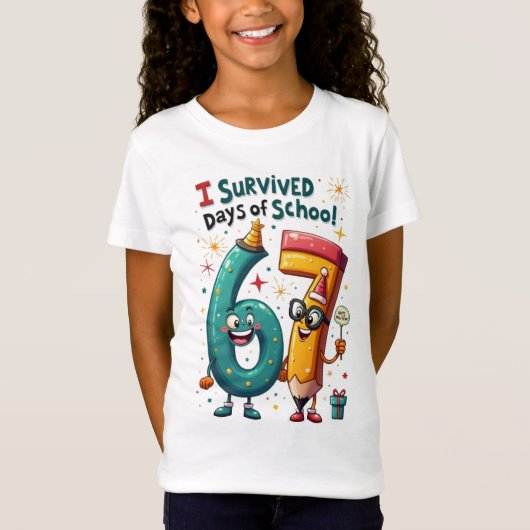 67日目の学校を無事に過ごした新年お祝い Tシャツ (正面)