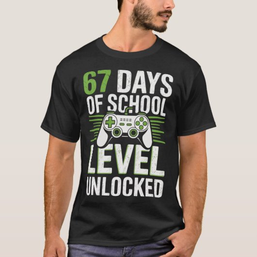 67日目の学校レベル達成 レトロ Tシャツ (正面)