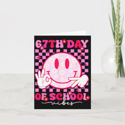 67日目の学校気分 67 メモ  かわいいスマイルフェイスT カード (正面)