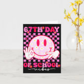 67日目の学校気分 67 メモ  かわいいスマイルフェイスT カード (黄色い花)
