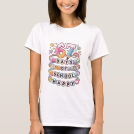 67日目の学校 かわいい先生 カラフルな教室 Tシャツ