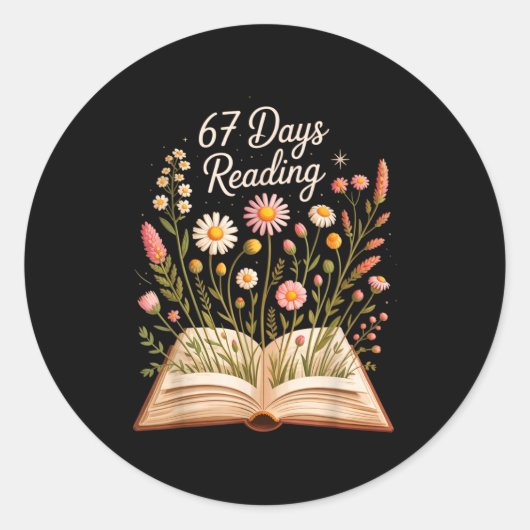 67日目の登校 読書好きな先生のための67日目のお祝いグッズ ラウンドシール (正面)