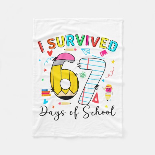 67日間の学校を生き延びた楽しいミーム 6-7 フリースブランケット (正面)