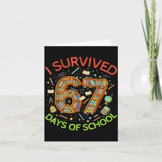 67日間の学校生活を乗り切った！おもしろ67のミーム教師 カード (正面)