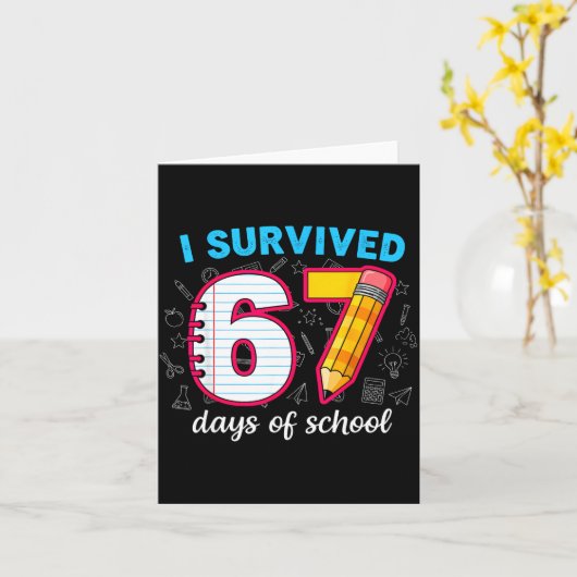 67日間の学校生活を乗り切った！面白い67人の先生と生徒 カード (黄色い花)