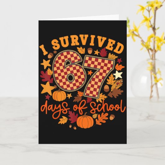 67日間の学校生活を乗り越えた！ユーモアたっぷりの先生に感謝 カード (黄色い花)