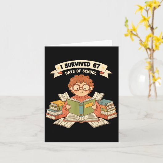 67日間の学校生活を生き抜いた 笑える先生と生徒 カード (黄色い花)