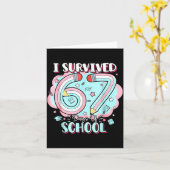 67日間の学校生活を生き抜いた 笑 6 7 六 七 カード (黄色い花)
