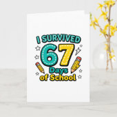 67日間の学校生活を生き抜いた 面白い先生と生徒 カード (黄色い花)