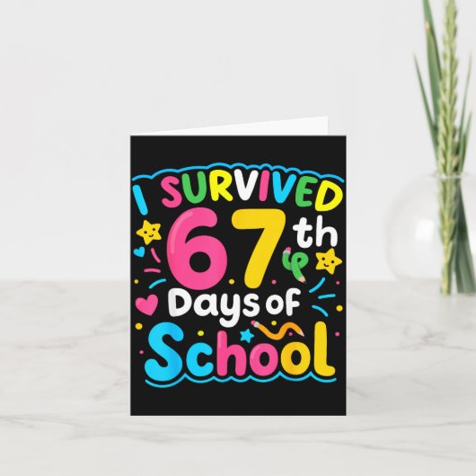 67日間の学校生活を生き抜いた！面白い67のミーム 学生 カード (正面)