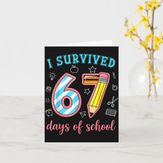 67日間の学校生活を生き抜いた！面白すぎる67のミーム教師 カード (黄色い花)
