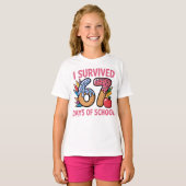 67日間学校に行ったよ アイスクリーム ワッフル Tシャツ (正面フル)