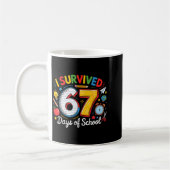 67日間学校に通ったよ おもしろい 6 7 メッセージ 先生 コーヒーマグカップ (左)