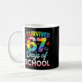 67日間学校に通ったよ おもしろい 6 7 先生 メモ コーヒーマグカップ (左)