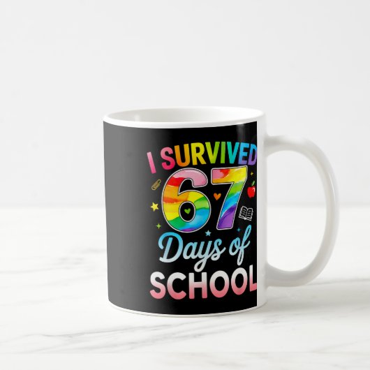 67日間学校に通ったよ おもしろい 6 7 先生 メモ コーヒーマグカップ (右)