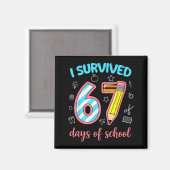 67日間学校に通ったよ 面白い67のミーム 先生 マグネット (正面/裏面)