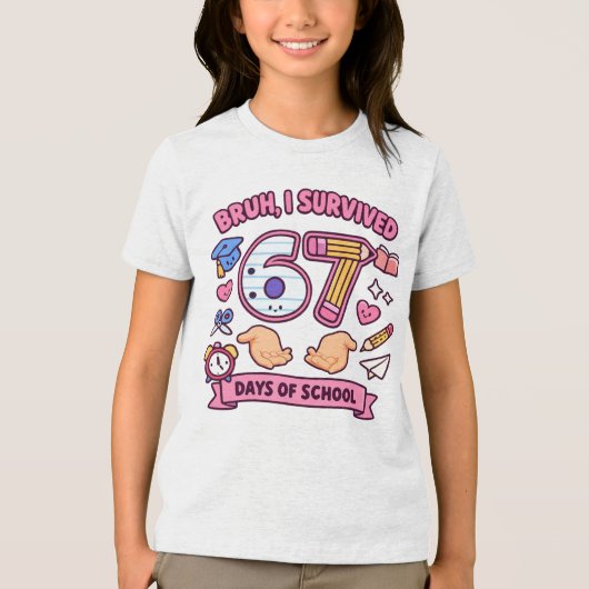 67日間学校を乗り切ったぞ トライブレンドＴシャツ (正面)