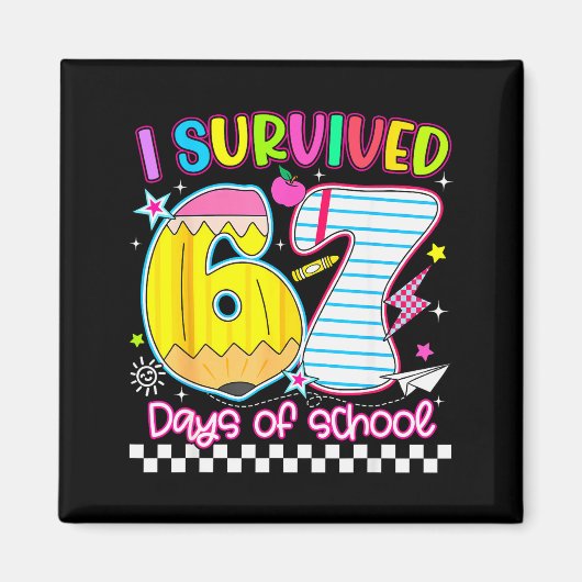67日間学校を乗り切ったんだゾ Funny Meme キッズTシャツ マグネット (正面)