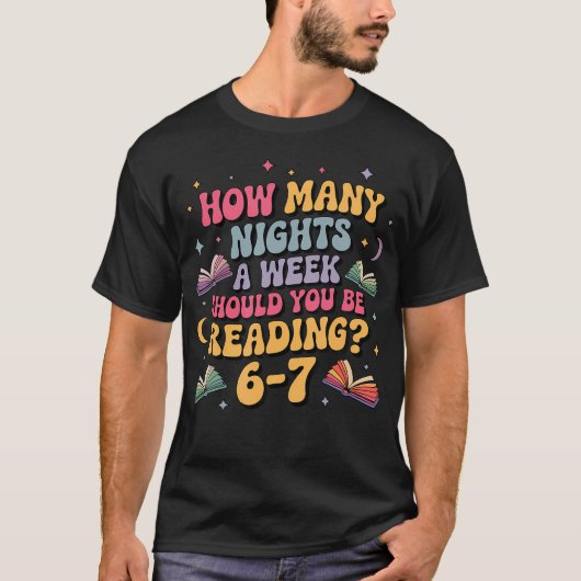 67晩読書してるんですけど Meme Six Seven 先生 Tシャツ (正面)