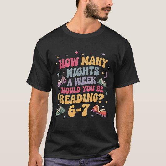 67晩読書する?シックスセブン先生の面白いミーム Tシャツ (正面)