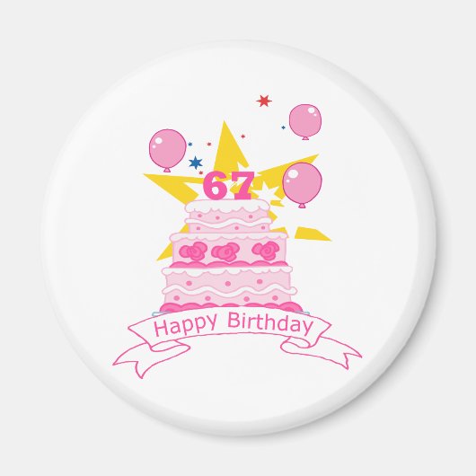 67歳お誕生日ケーキ マグネット (正面)